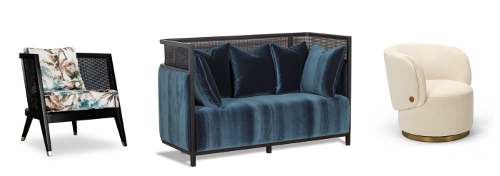 Salma Furniture - Emily Armchair, Miss Cane Sofa and Louise Armchair,